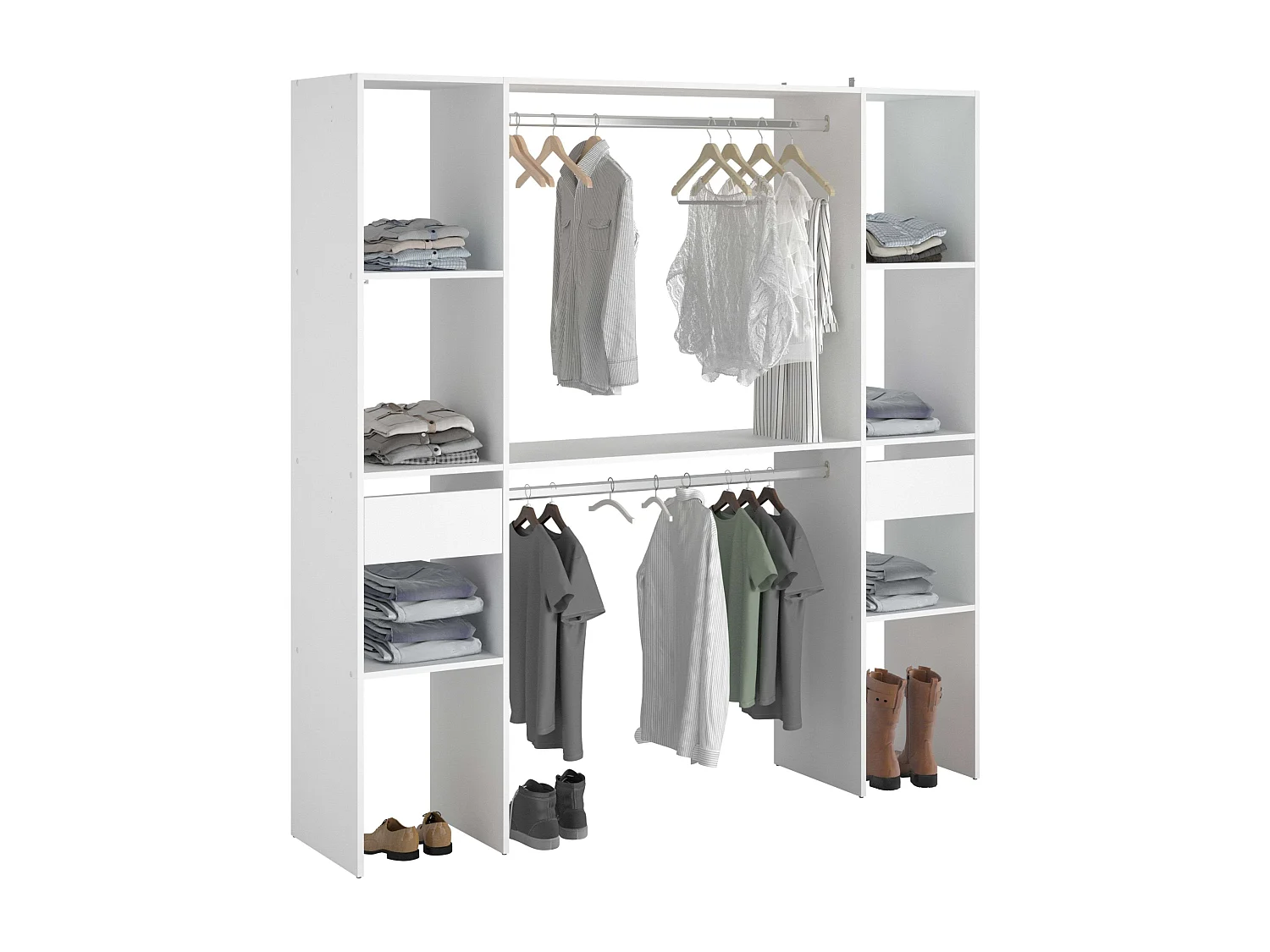 Camarim Modular Aberto Personalizado Branco Módulo C 6 Prateleiras 176x180 cm