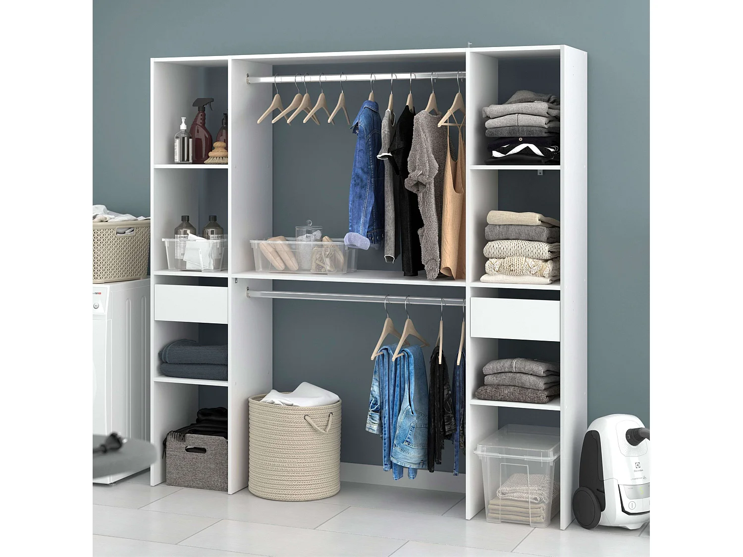 Camarim Modular Aberto Personalizado Branco Módulo C 6 Prateleiras 176x180 cm