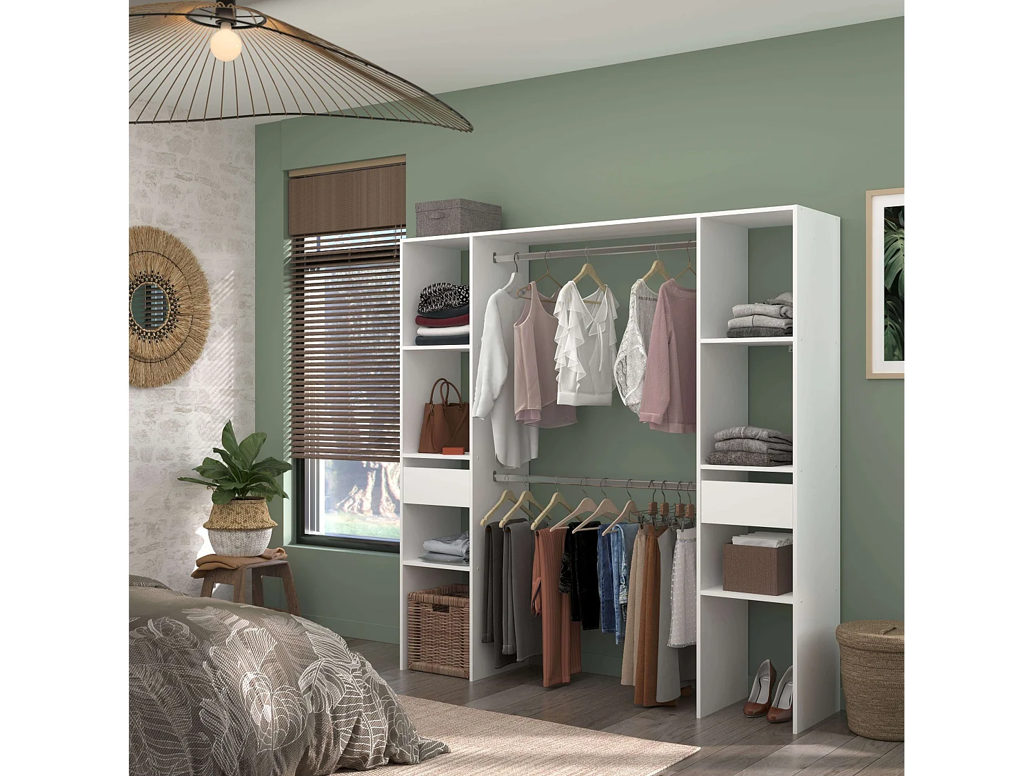 Camarim Modular Aberto Personalizado Branco Módulo C 6 Prateleiras 176x180 cm