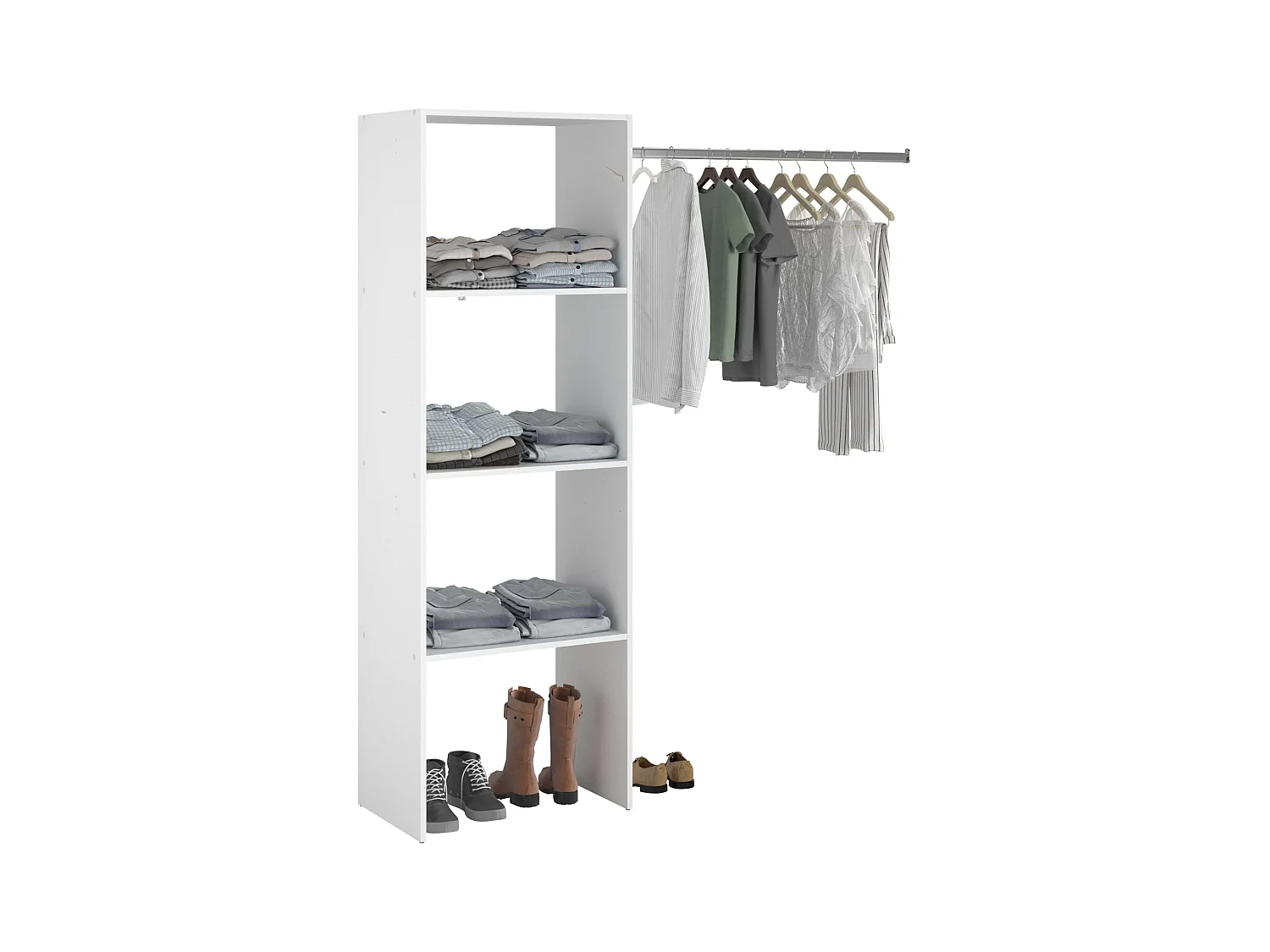 Vestidor Modular Custom Modulo D+G 8 Estantes, 2 Cajones, Blanco 198x200x48 cm