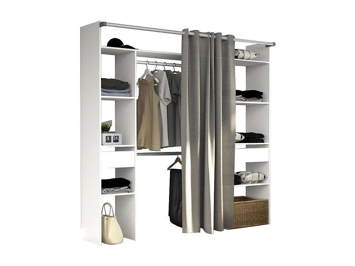 Vestidor Modular Custom Modulo D+G 8 Estantes, 2 Cajones, Blanco 198x200x48 cm