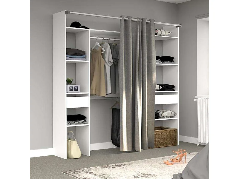 Vestidor Modular Custom Modulo D+G 8 Estantes, 2 Cajones, Blanco 198x200x48 cm