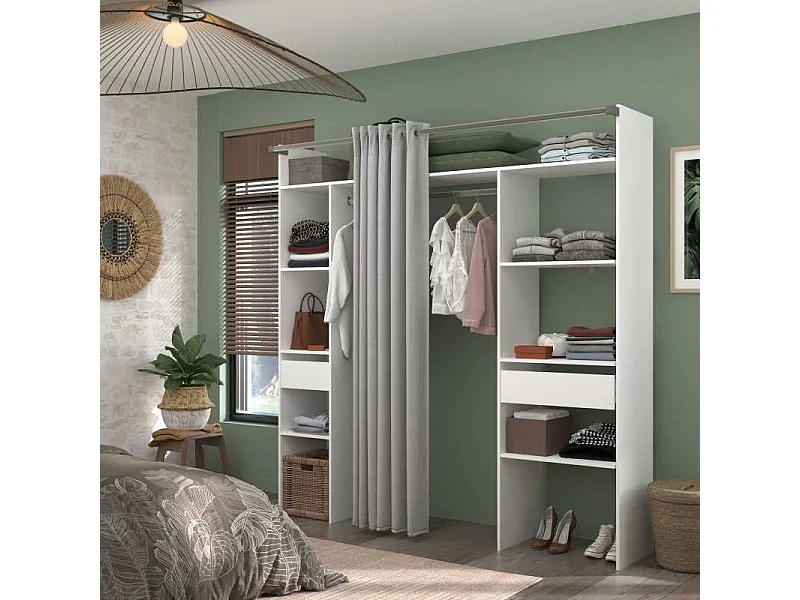 Vestidor Modular Custom Modulo D+G 8 Estantes, 2 Cajones, Blanco 198x200x48 cm