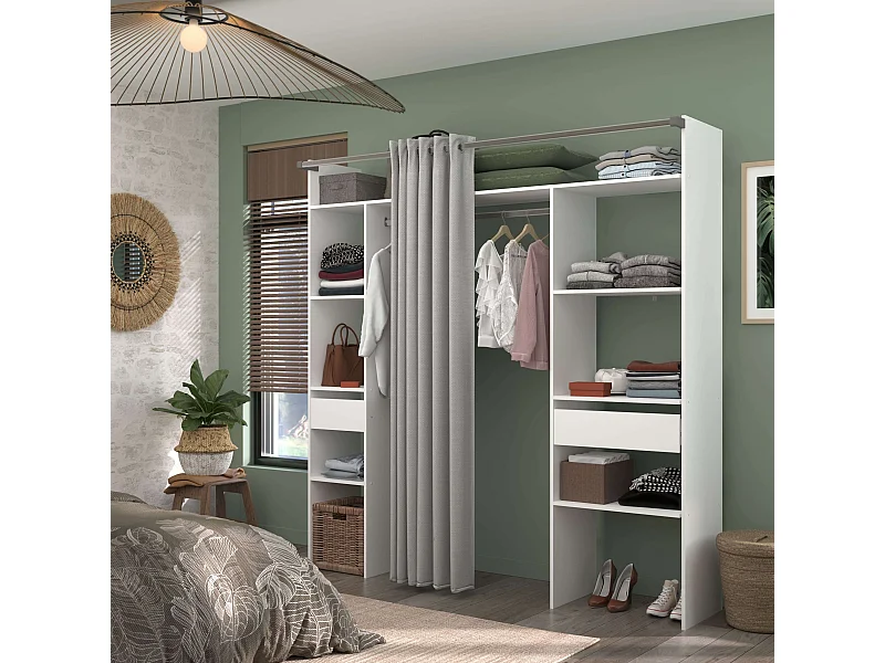 Vestidor Modular Custom Modulo D+G 8 Estantes, 2 Cajones, Blanco 198x200x48 cm