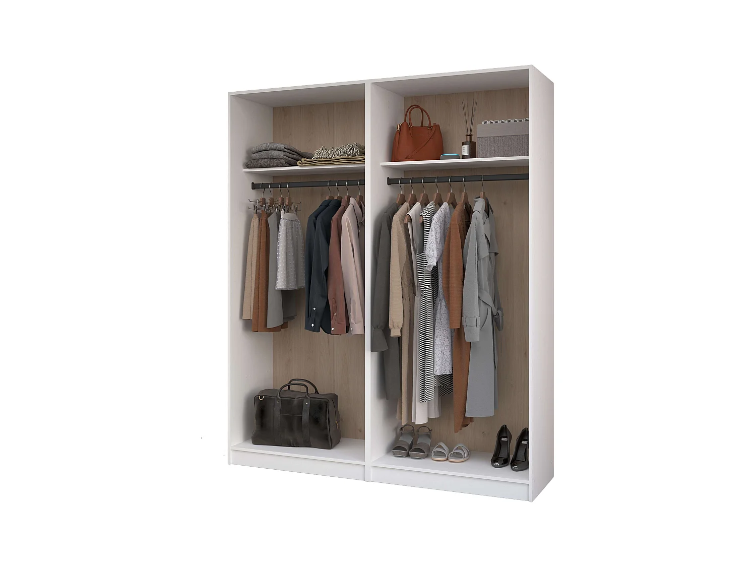 Vestidor modular Flexa 2 cajones 4 estantes color madera claro/blanco 166cm