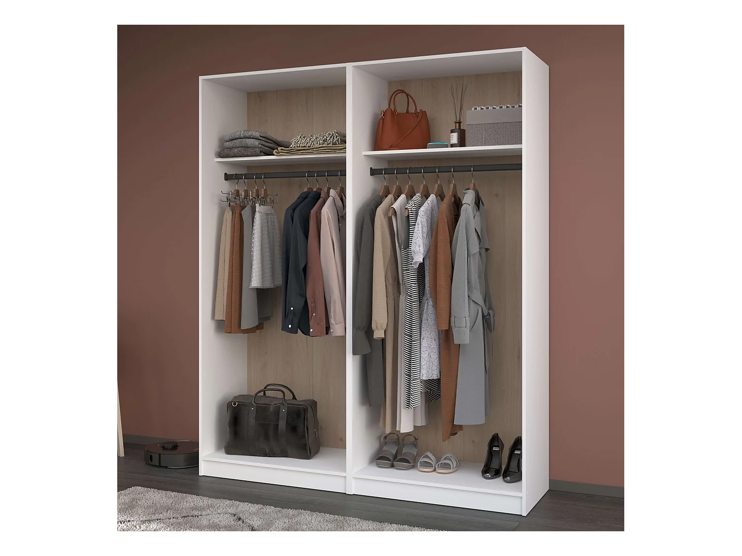Vestidor modular Flexa 2 cajones 4 estantes color madera claro/blanco 166cm