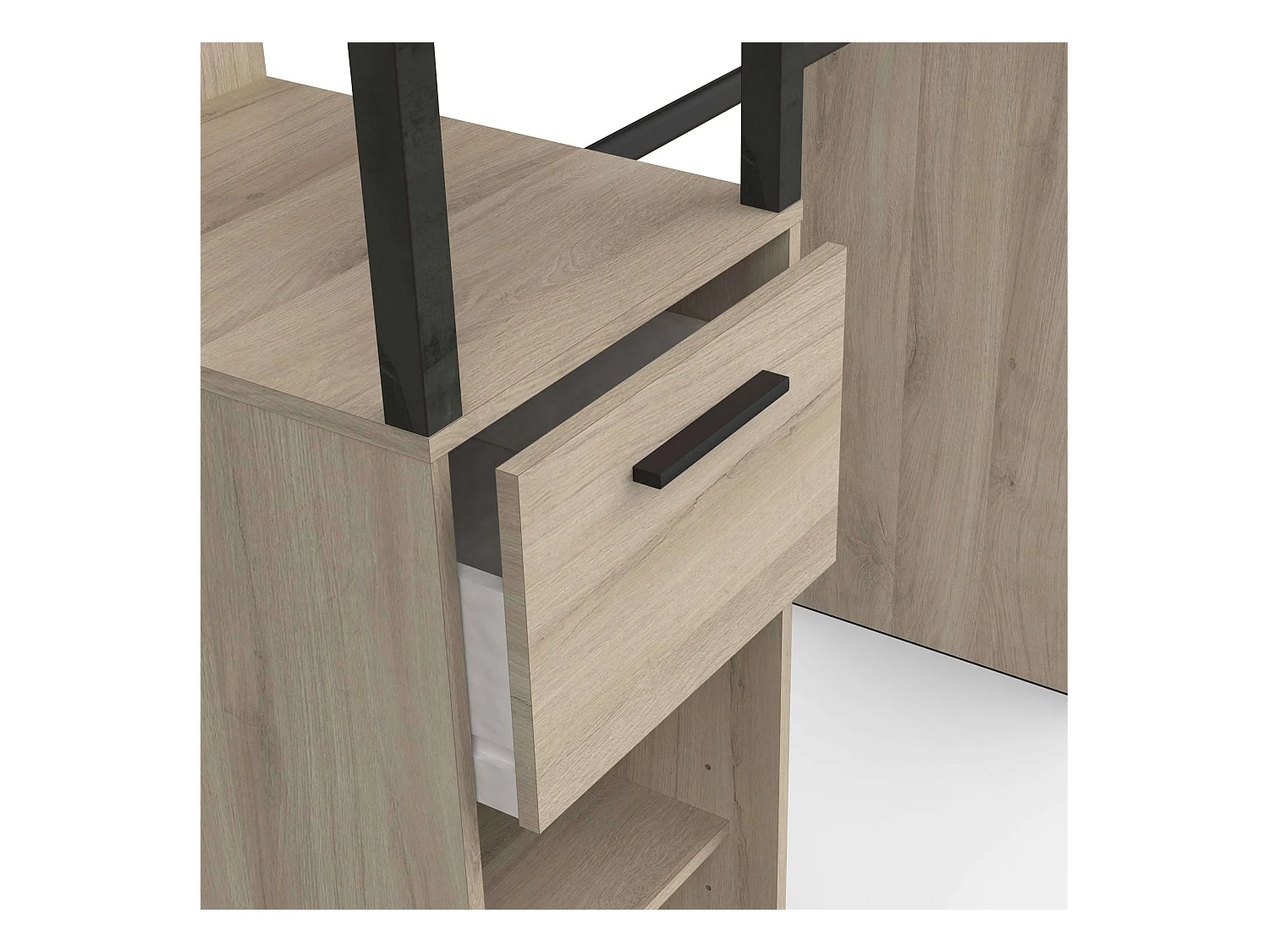 Dressing industriel Gary à 2 colonnes en chêne Kronberg/noir 160 x 200 cm