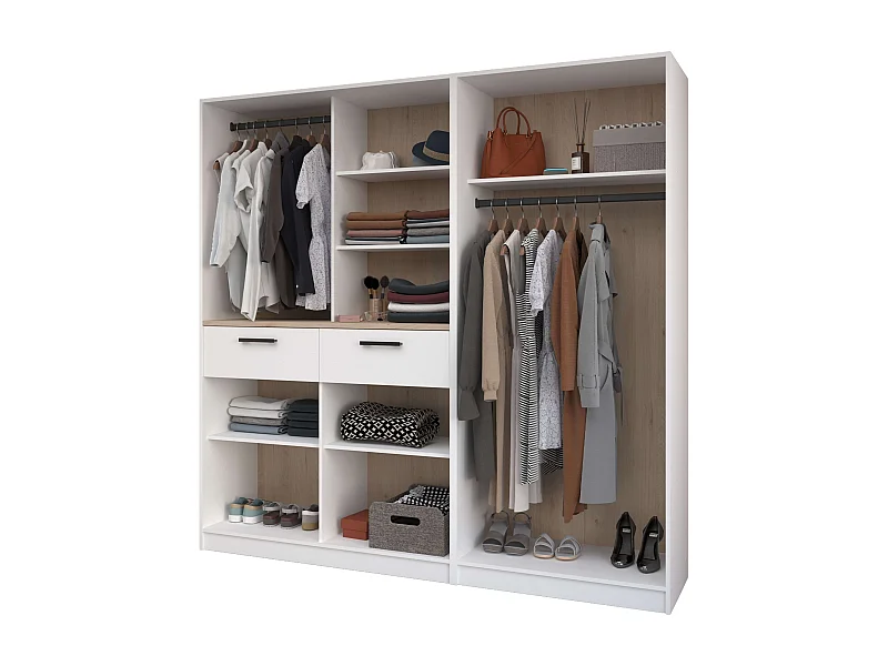 Vestidor abierto modular Flexa 2 cajones 5 estantes color madera/blanco 203x120x50 cm