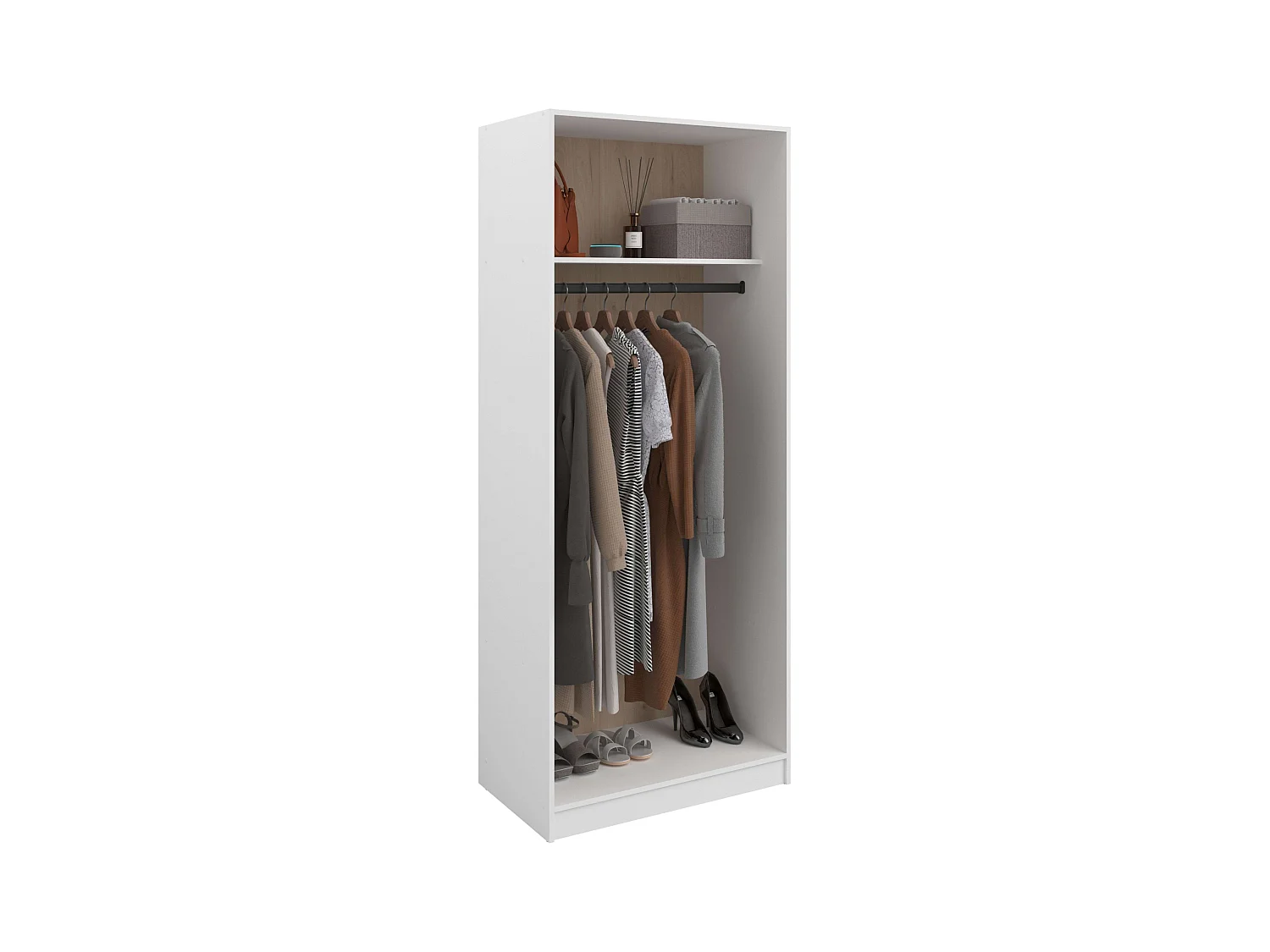Vestidor abierto modular Flexa 2 cajones 5 estantes color madera/blanco 203x120x50 cm