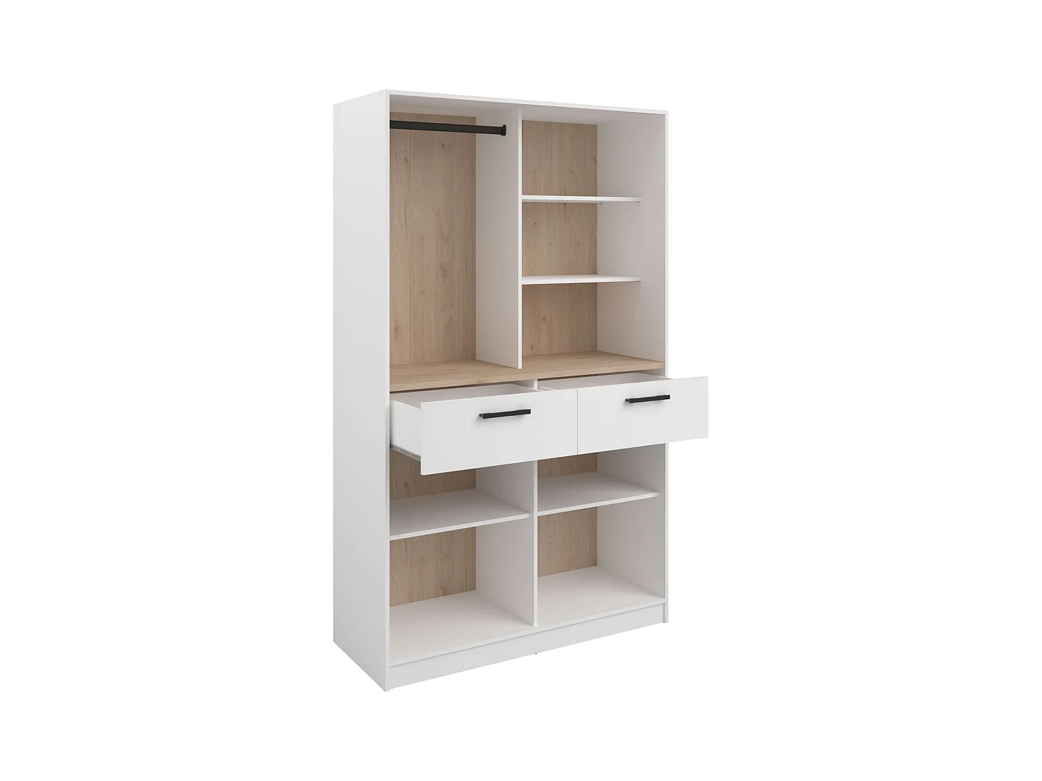 Vestidor abierto modular Flexa 2 cajones 5 estantes color madera/blanco 203x120x50 cm