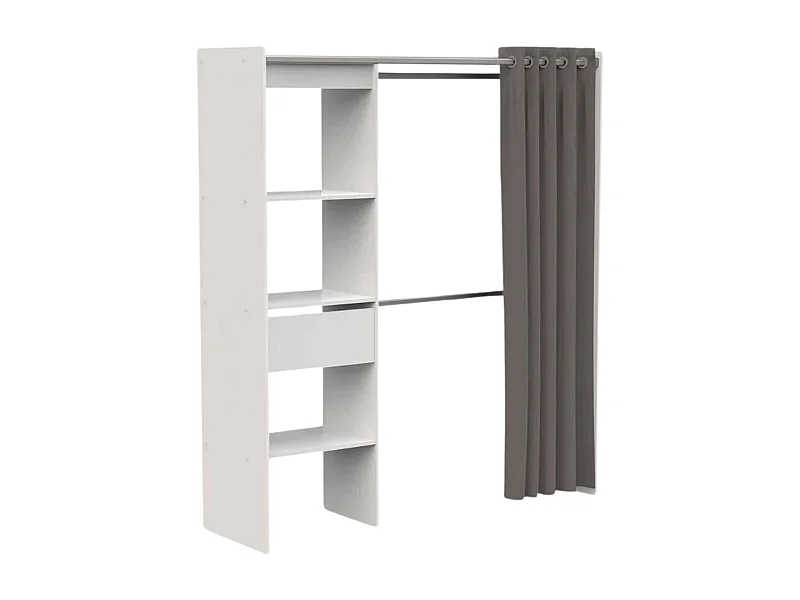 Vestidor Chicago Extensible Blanco 1 Cajón 2 Barras 113-167X192 cm