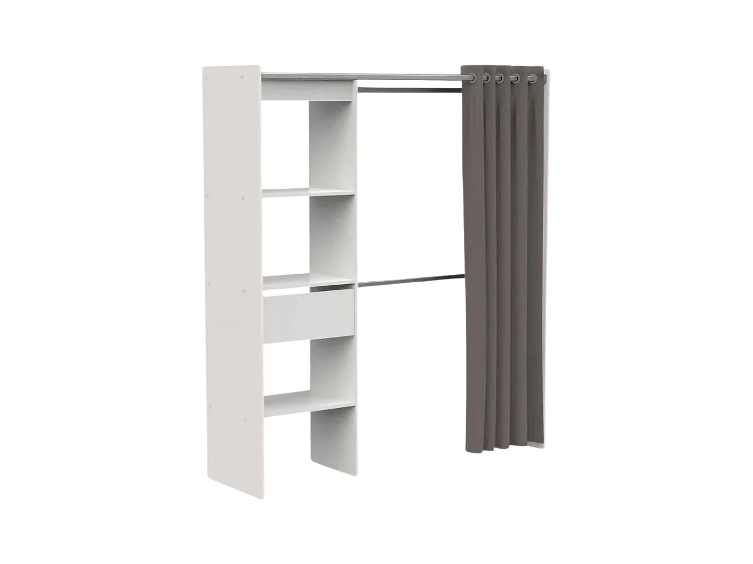 Vestidor Chicago Extensible Blanco 1 Cajón 2 Barras 113-167X192 cm