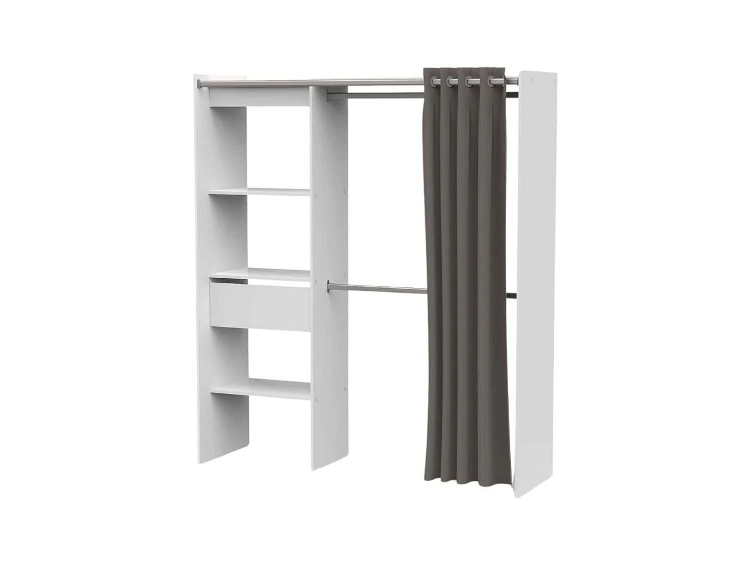 Vestidor Chicago Extensible Blanco 1 Cajón 2 Barras 113-167X192 cm