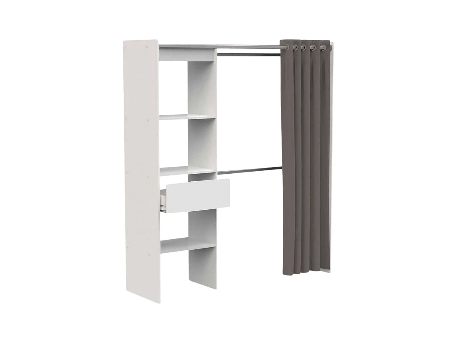 Vestidor Chicago Extensible Blanco 1 Cajón 2 Barras 113-167X192 cm