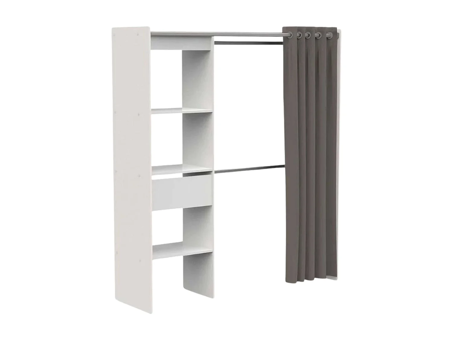 Vestidor Chicago Extensible Blanco 1 Cajón 2 Barras 113-167X192 cm