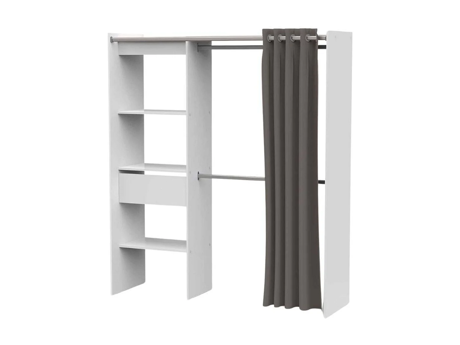 Vestidor Chicago Extensible Blanco 1 Cajón 2 Barras 113-167X192 cm
