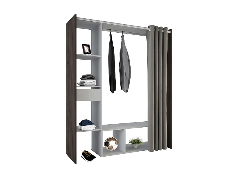 Vestidor Abierto Montana con cortina roble y lino