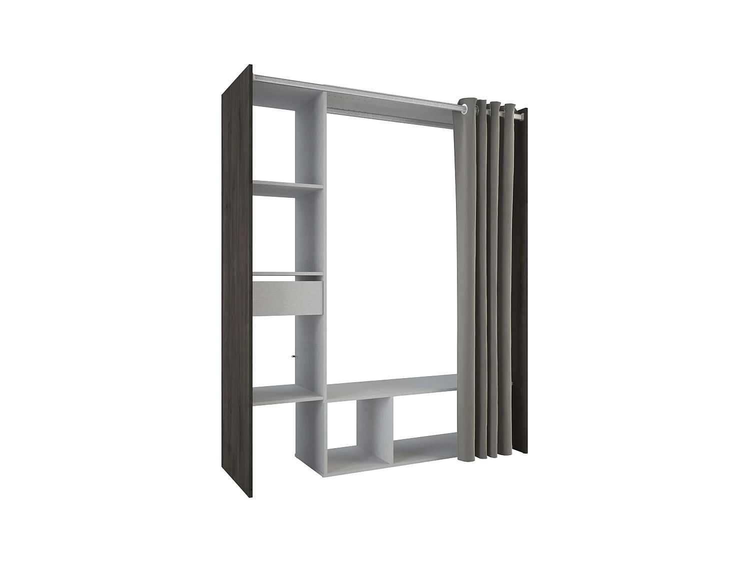 Vestidor Abierto Montana con cortina roble y lino