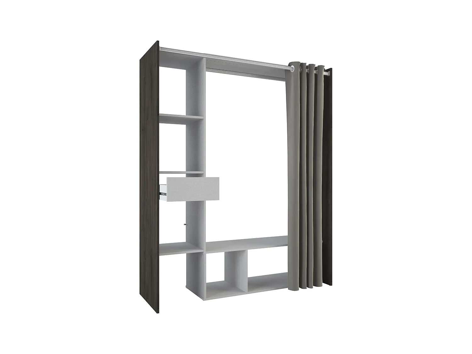 Vestidor Abierto Montana con cortina roble y lino