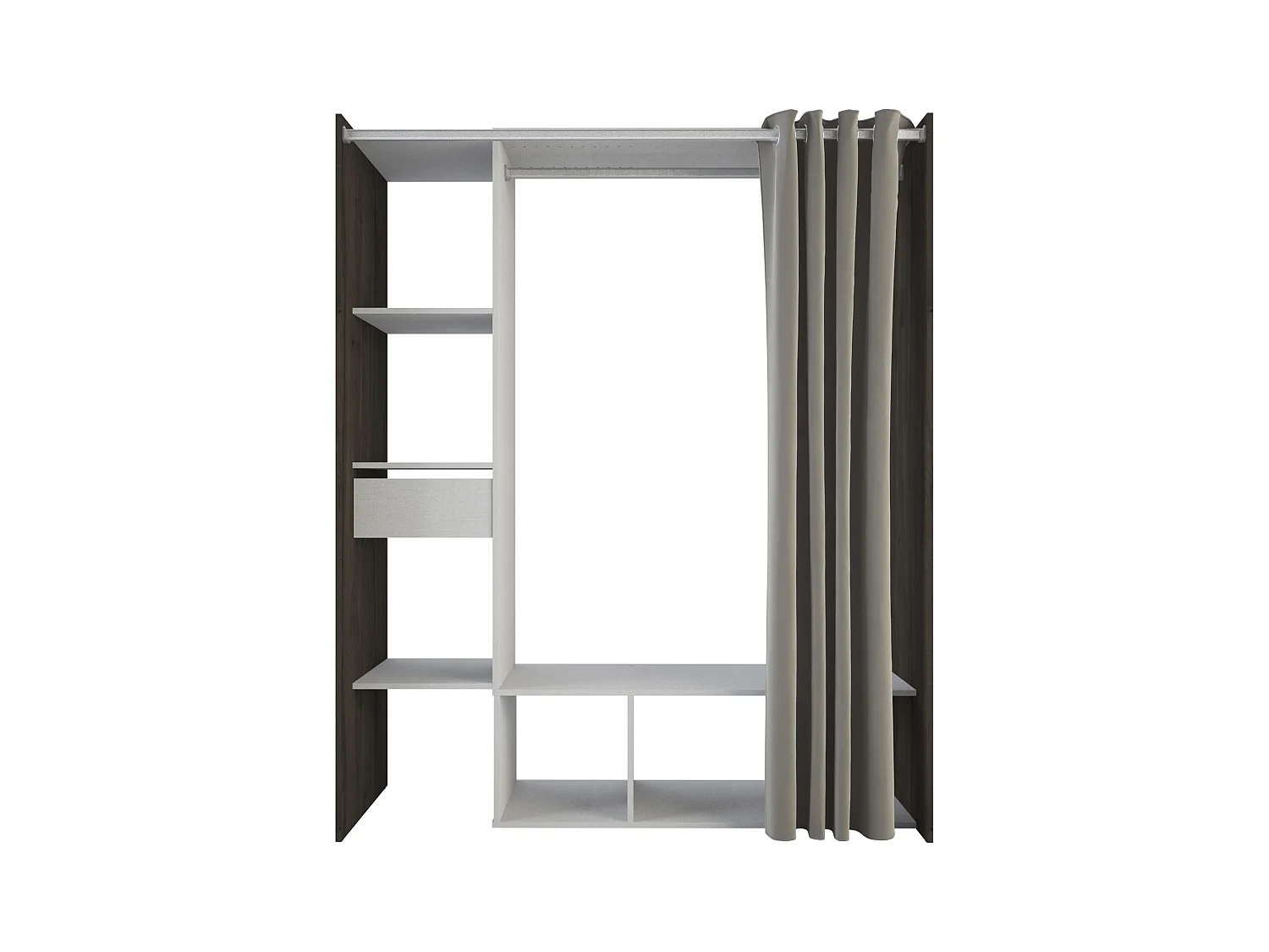 Vestidor Abierto Montana con cortina roble y lino