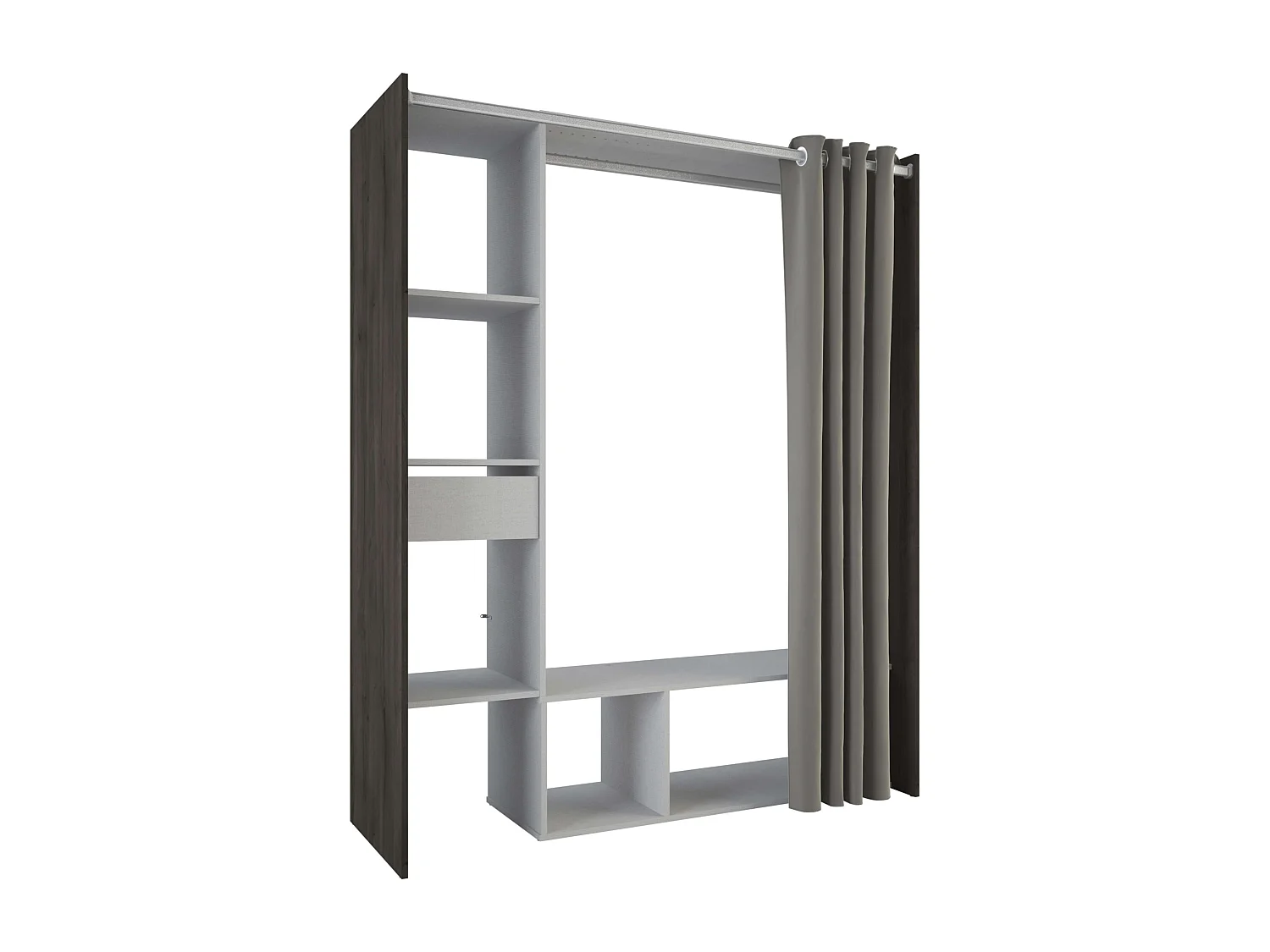 Vestidor Abierto Montana con cortina roble y lino