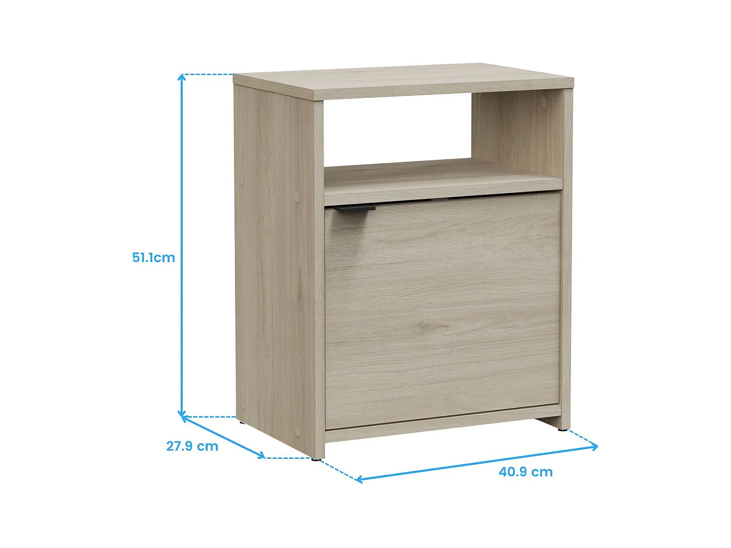 Table de chevet Nano avec 1 porte et 1 étagère, chêne Kronberg, 40,9 x 51,1 x 27,9 cm