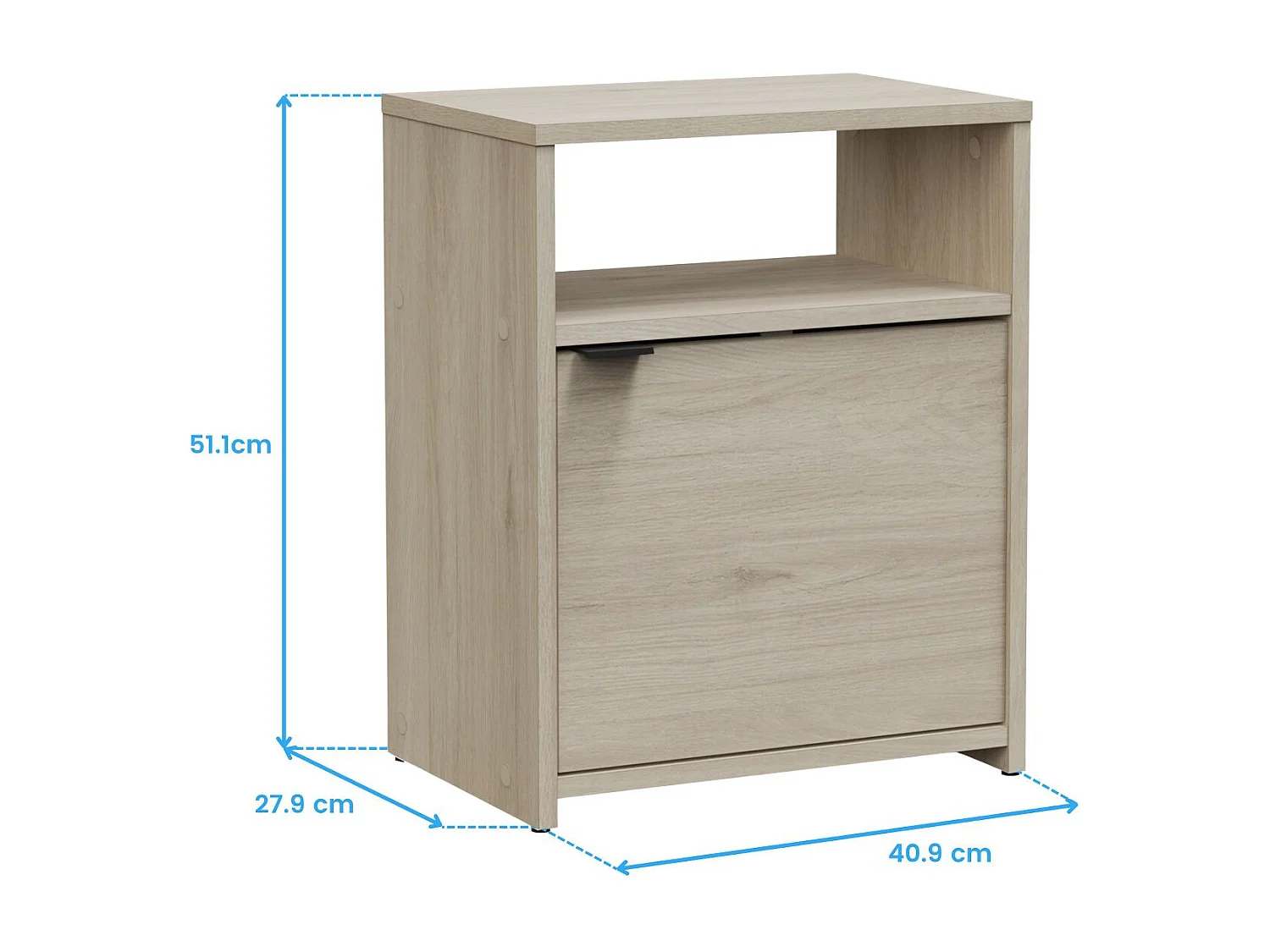 Mesita noche Nano 1 puerta, 1 estante roble kronberg 40,9x51,1x27,9 cm
