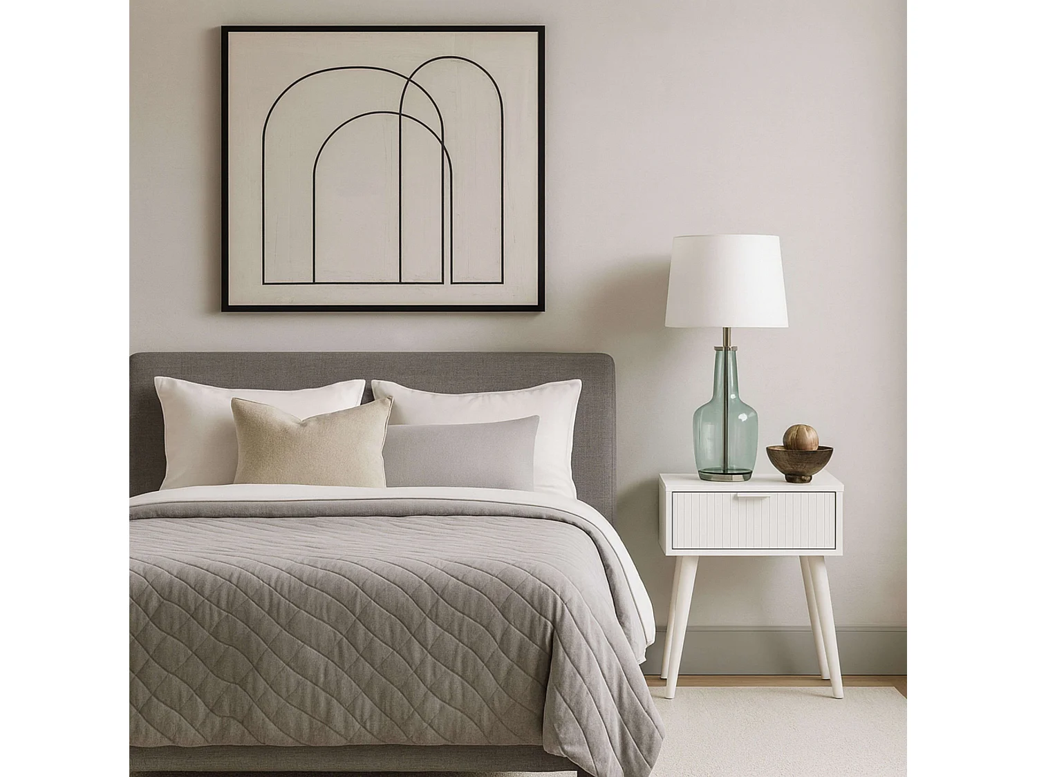 Mesilla Frisa Dormitorio Contemporáneo Blanco 1 Cajón 40x52x30 cm