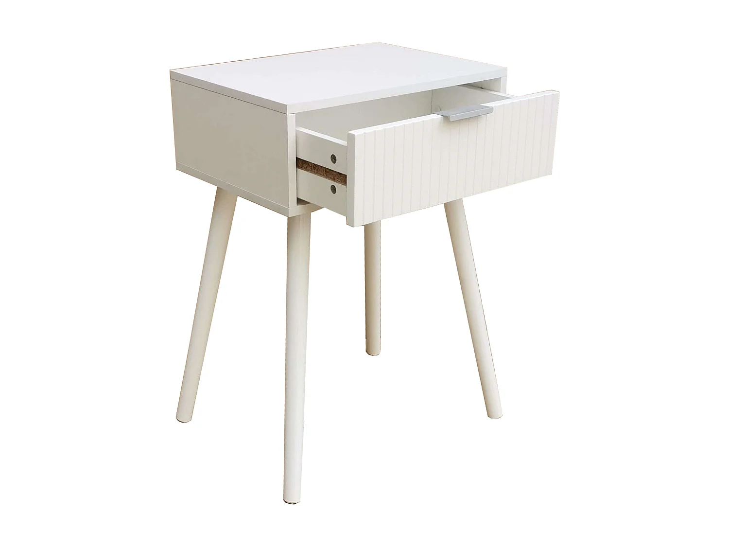 Mesa de cabeceira contemporânea Frisa para quarto branca com 1 gaveta 40x52x30 cm