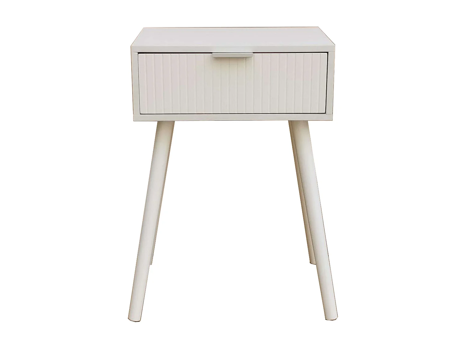 Mesa de cabeceira contemporânea Frisa para quarto branca com 1 gaveta 40x52x30 cm