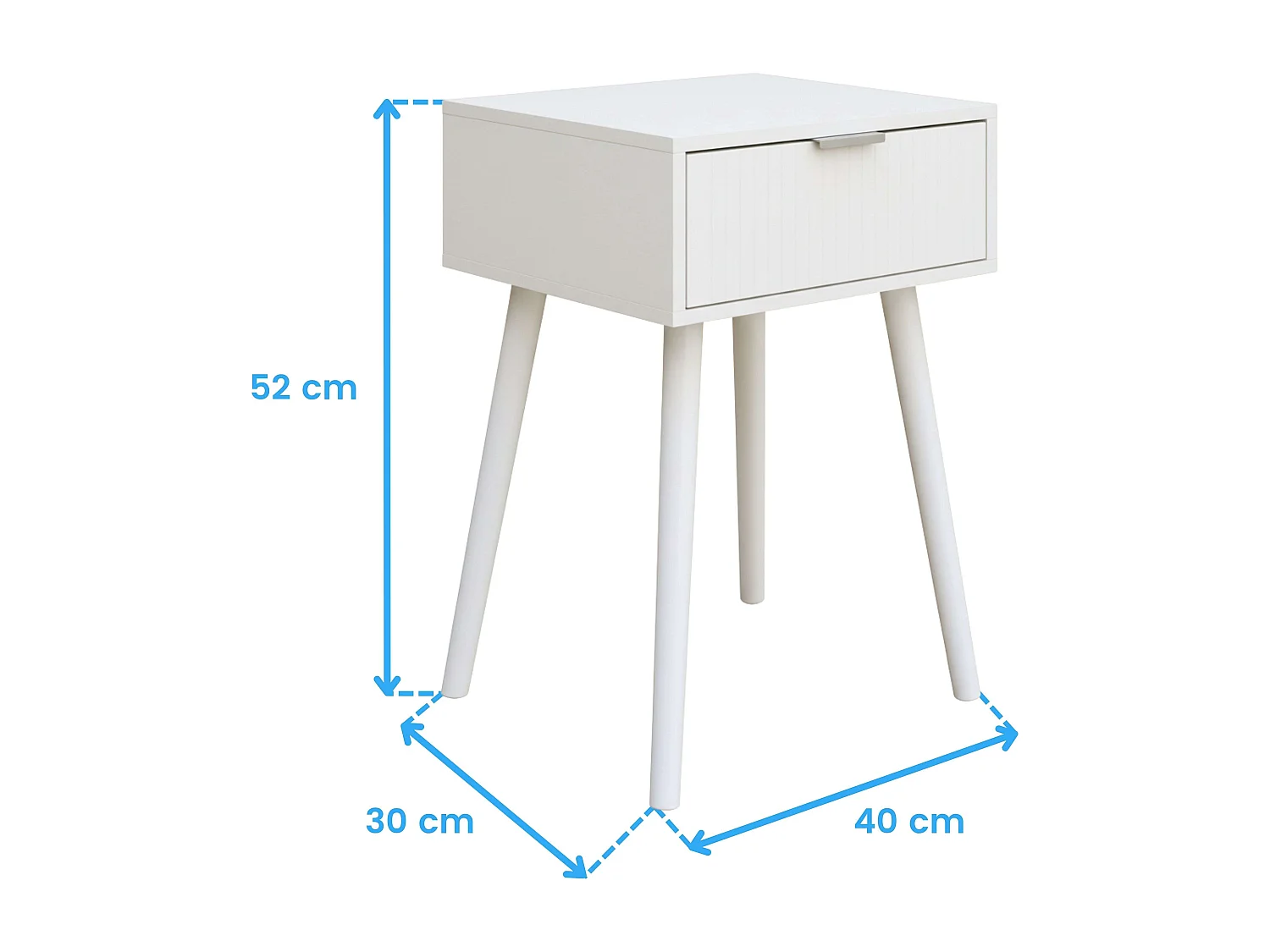 Mesa de cabeceira contemporânea Frisa para quarto branca com 1 gaveta 40x52x30 cm