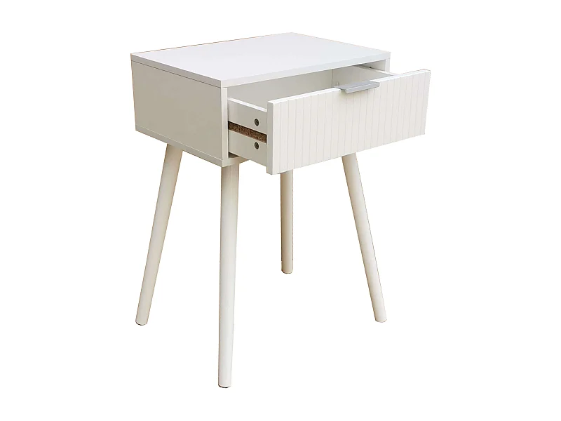 Mesilla Frisa Dormitorio Contemporáneo Blanco 1 Cajón 40x52x30 cm