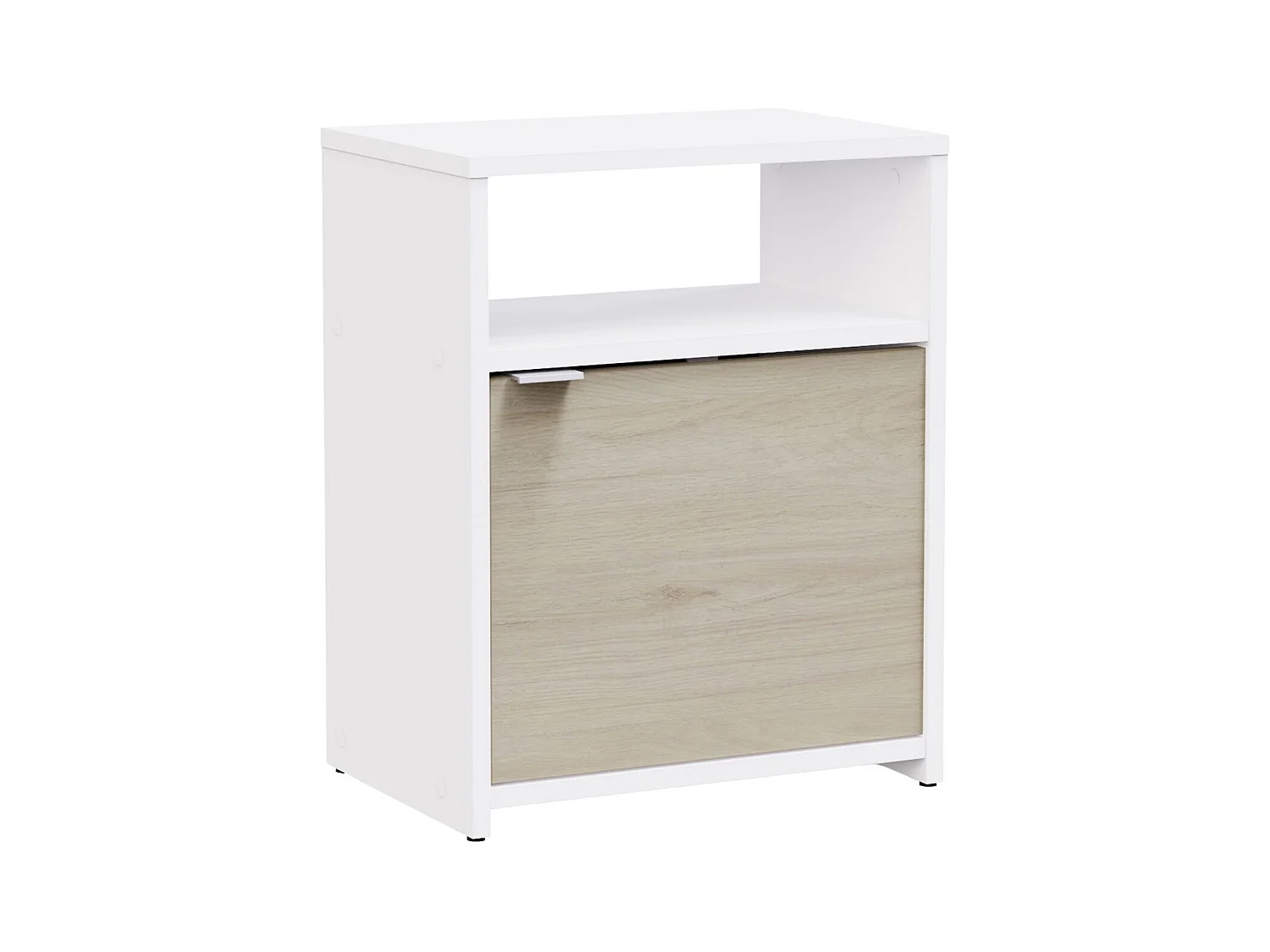 Mesita de noche Nano 1 puerta estante blanco mate roble kronberg 40,9x51,1cm