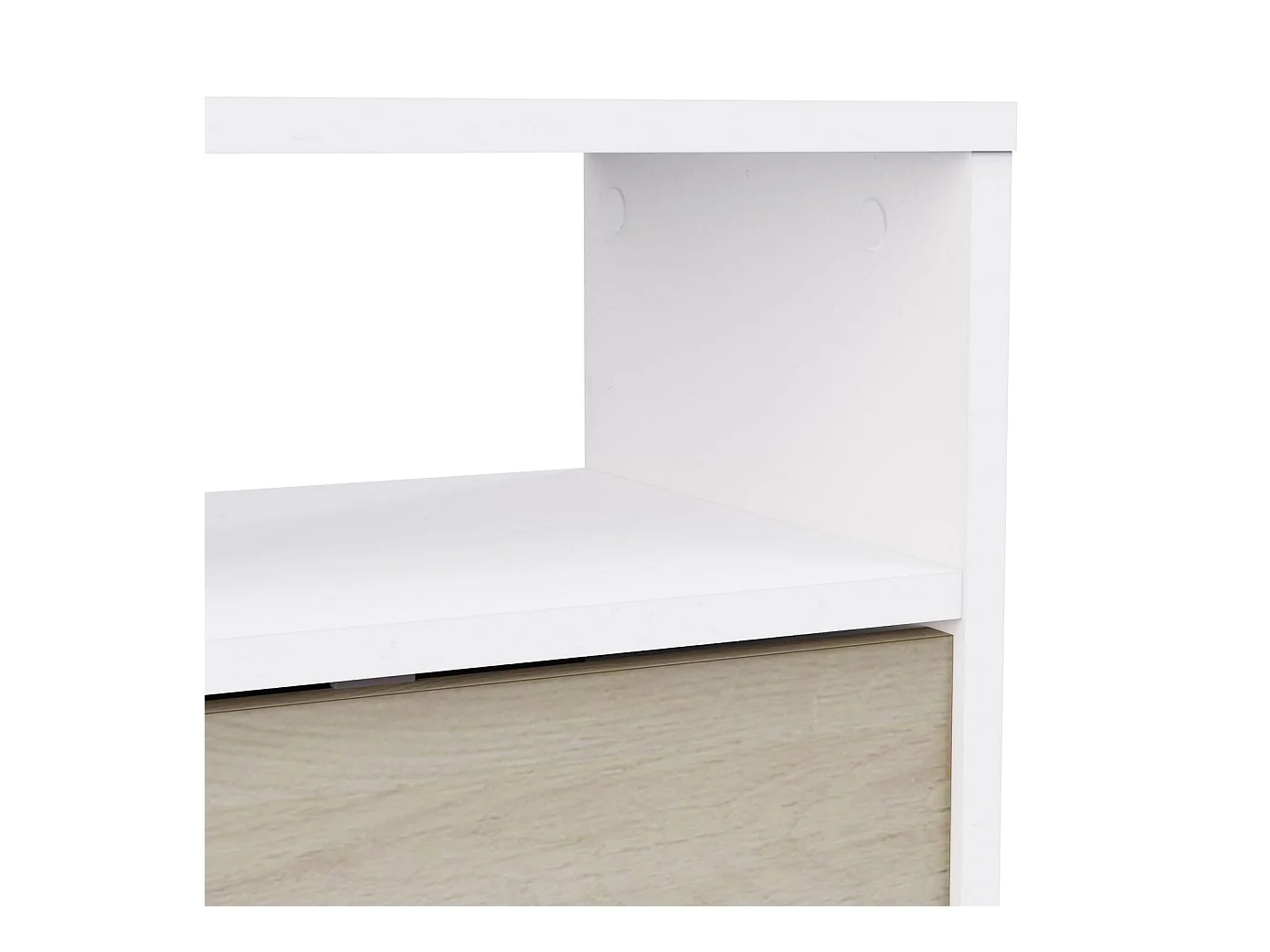 Mesita de noche Nano 1 puerta estante blanco mate roble kronberg 40,9x51,1cm