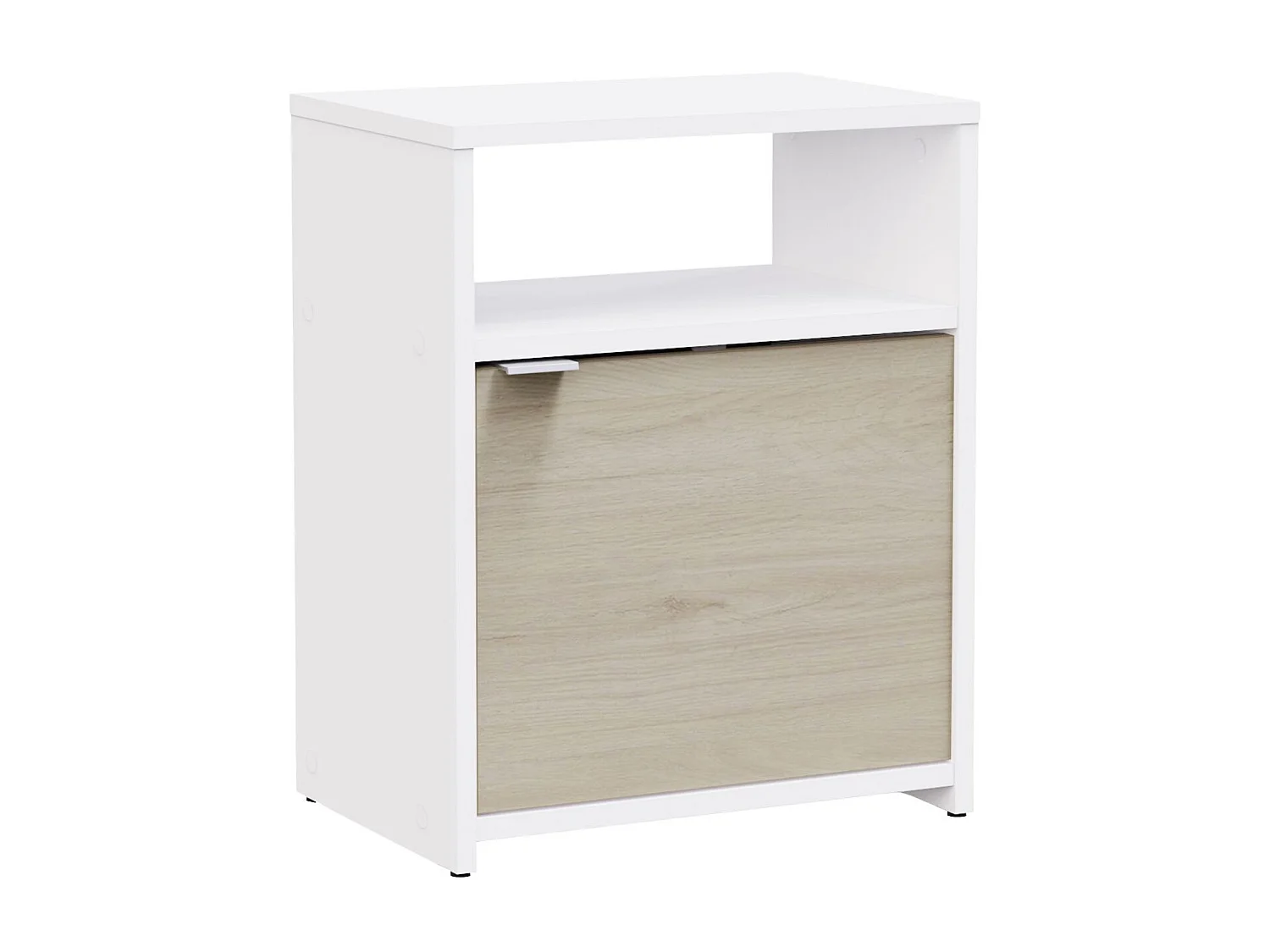 Mesita de noche Nano 1 puerta estante blanco mate roble kronberg 40,9x51,1cm