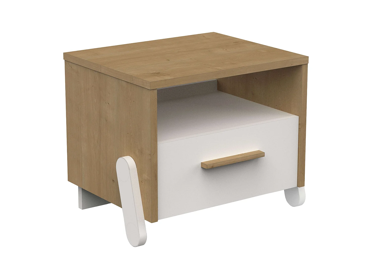 Mesa de cabeceira Naili 1 gaveta quarto carvalho Hamilton branco fosco 39x34 cm