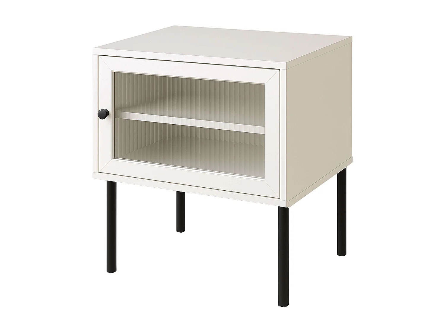 Mesita noche Vitinia 1 puerta cristal blanco/negro 45.5x40x30 cm