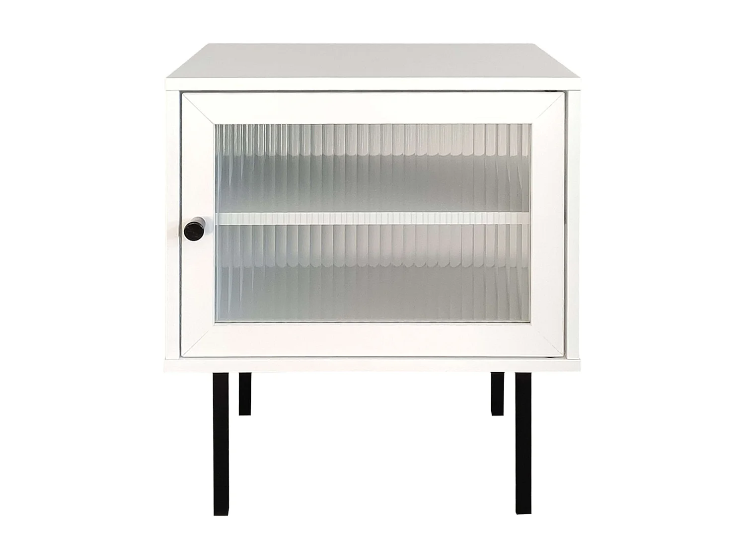 Mesita noche Vitinia 1 puerta cristal blanco/negro 45.5x40x30 cm