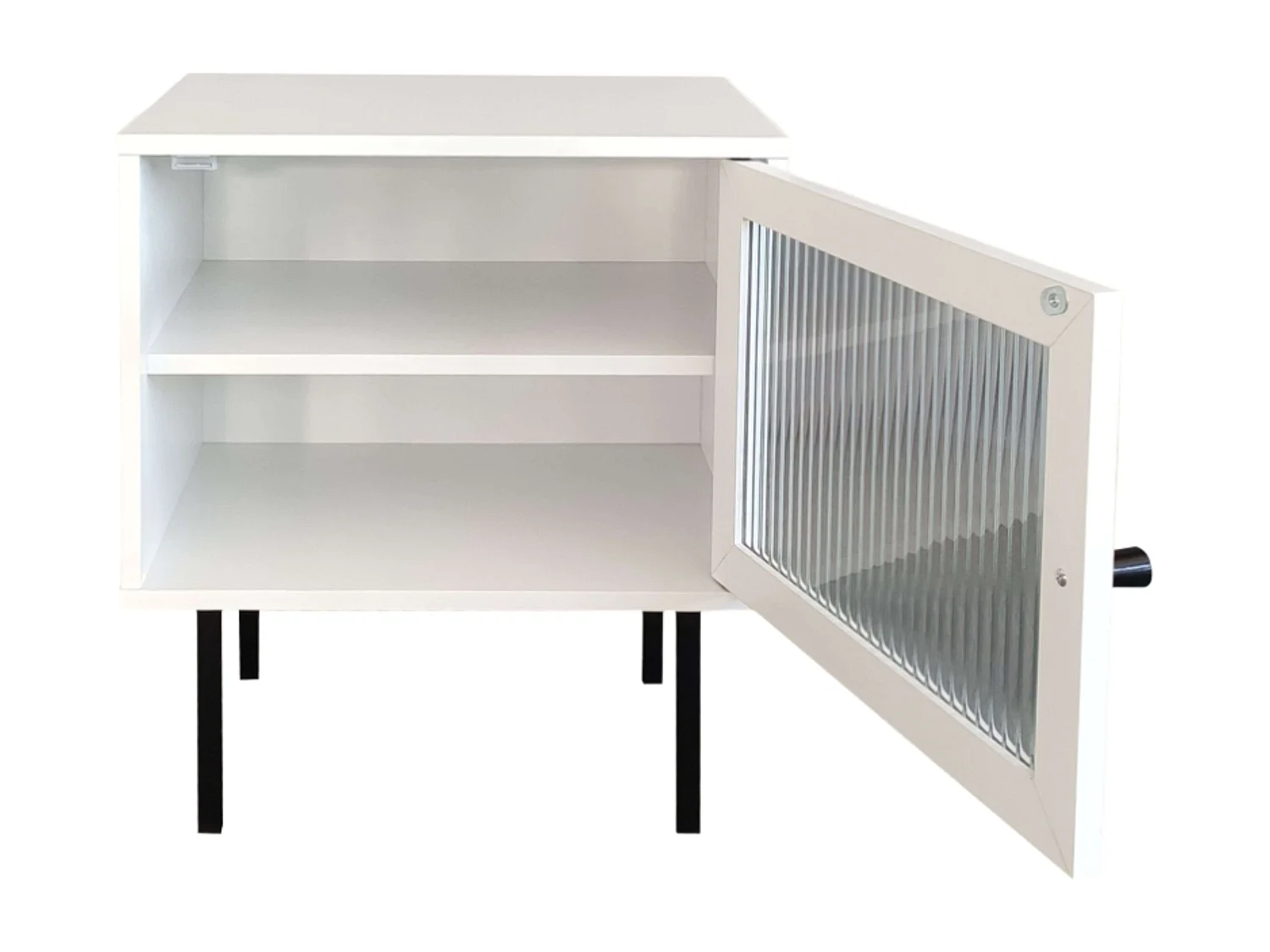 Mesita noche Vitinia 1 puerta cristal blanco/negro 45.5x40x30 cm