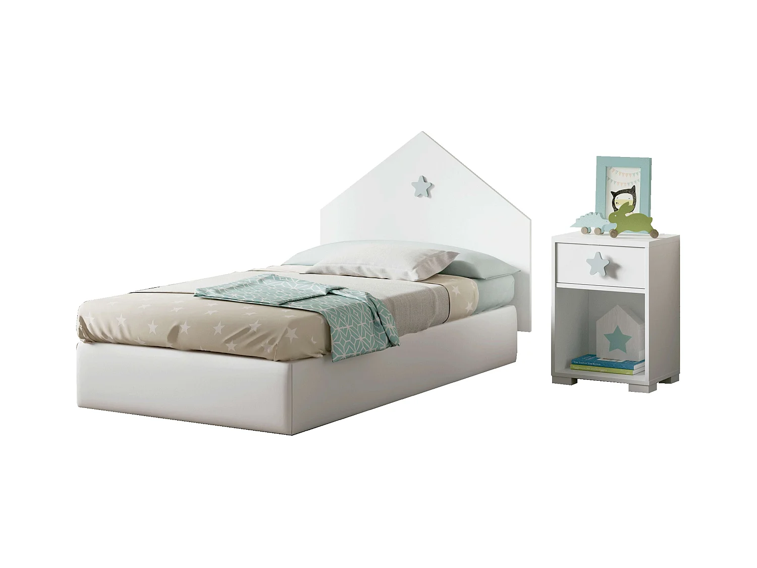 Table de chevet pour enfant White Star 56x40x33 cm