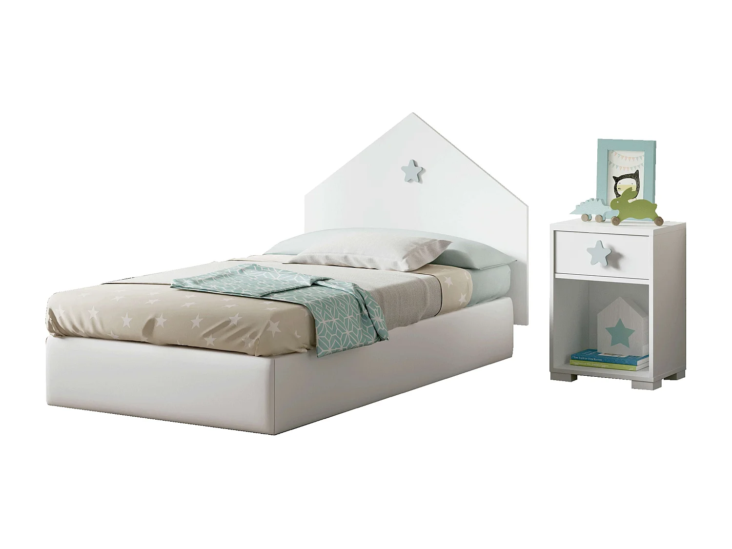 Table de chevet pour enfant White Star 56x40x33 cm