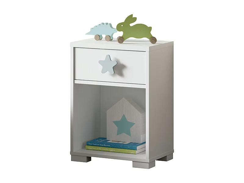 Mesita Noche Infantil Blanca Star 56x40x33 cm