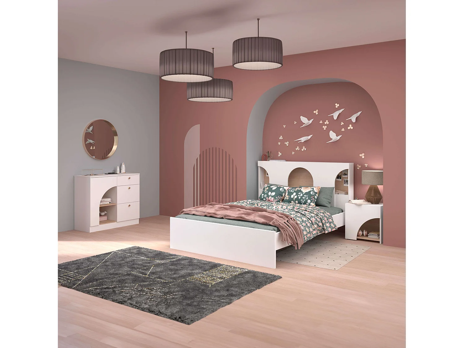 Mesita Noche Dormitorio Arabia Blanco Mate 48x47x34 cm