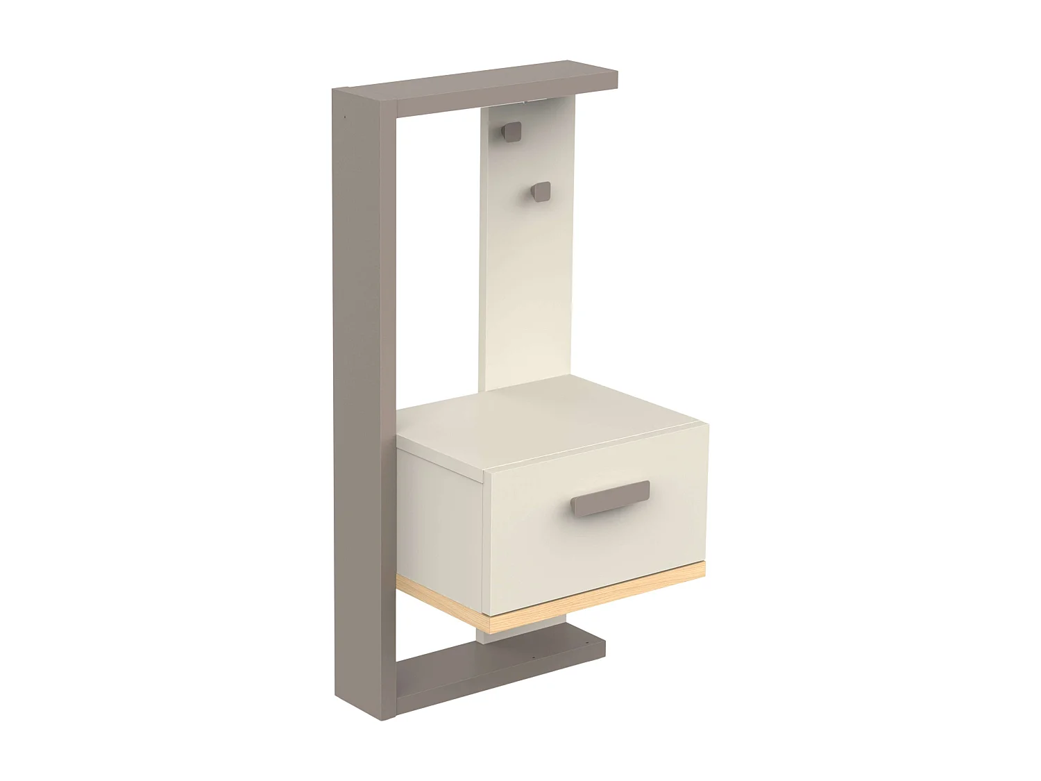 Mesita de Noche Juvenil Camillia 1 Cajón 2 Ganchos Roble Vicenza