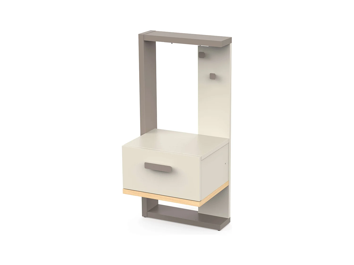 Mesita de Noche Juvenil Camillia 1 Cajón 2 Ganchos Roble Vicenza