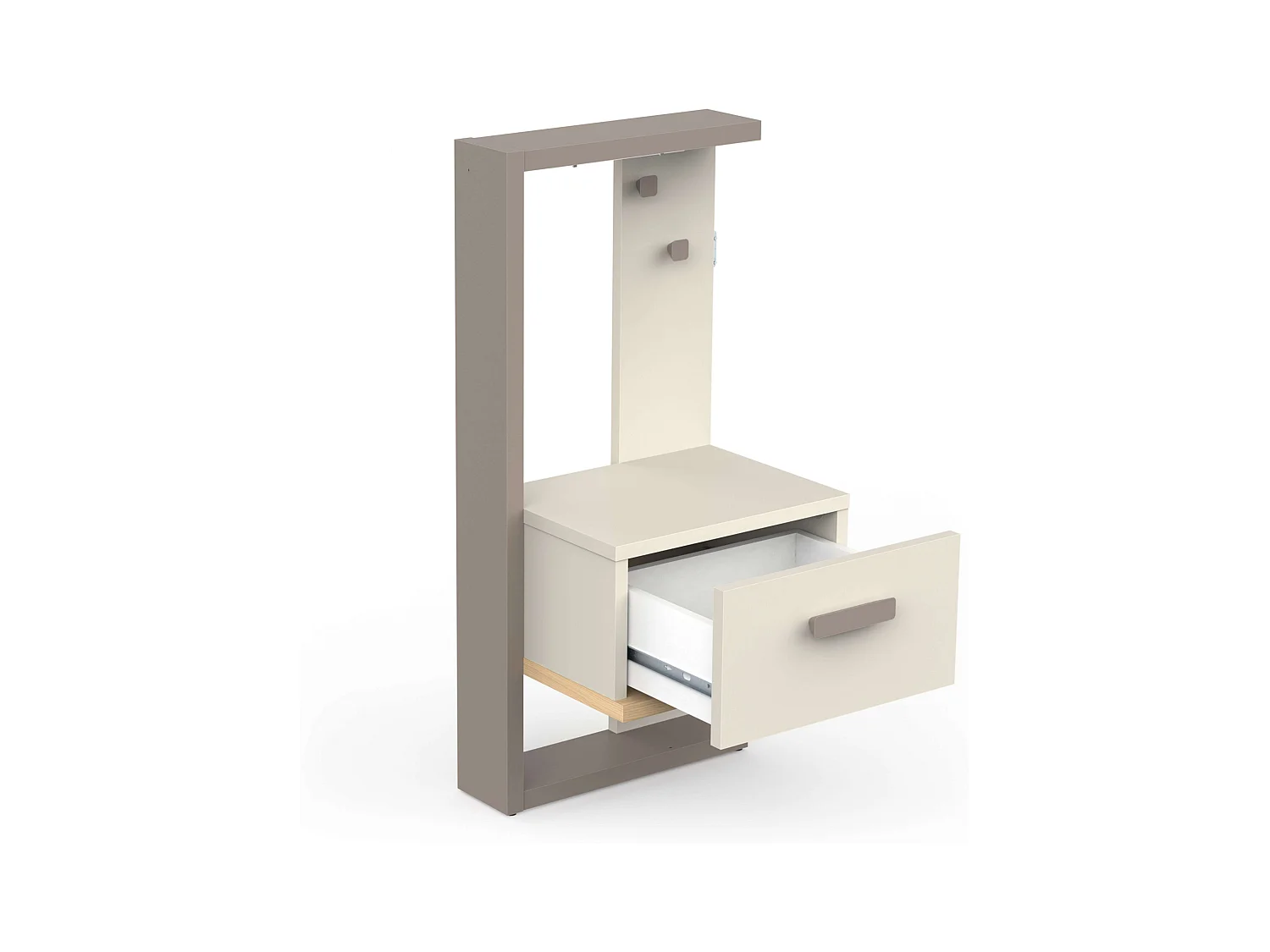 Mesita de Noche Juvenil Camillia 1 Cajón 2 Ganchos Roble Vicenza