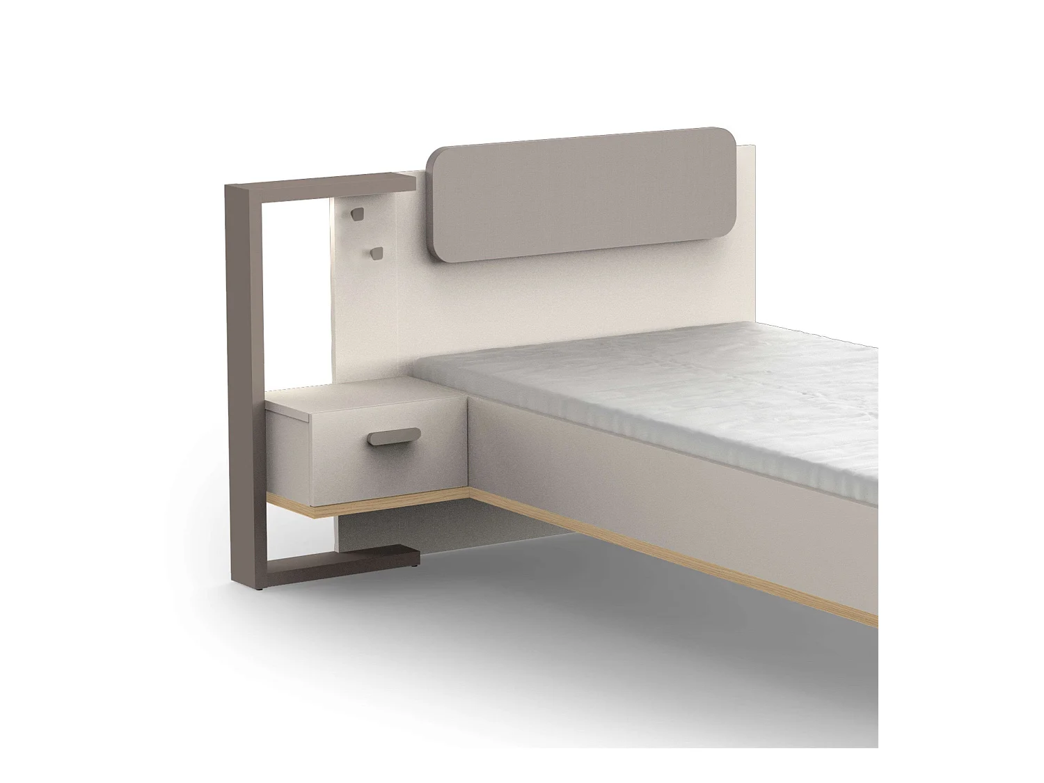 Mesita de Noche Juvenil Camillia 1 Cajón 2 Ganchos Roble Vicenza