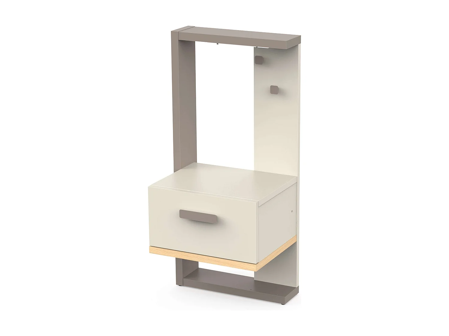 Mesa de cabeceira Camillia Youth com 1 gaveta e 2 ganchos, carvalho Vicenza