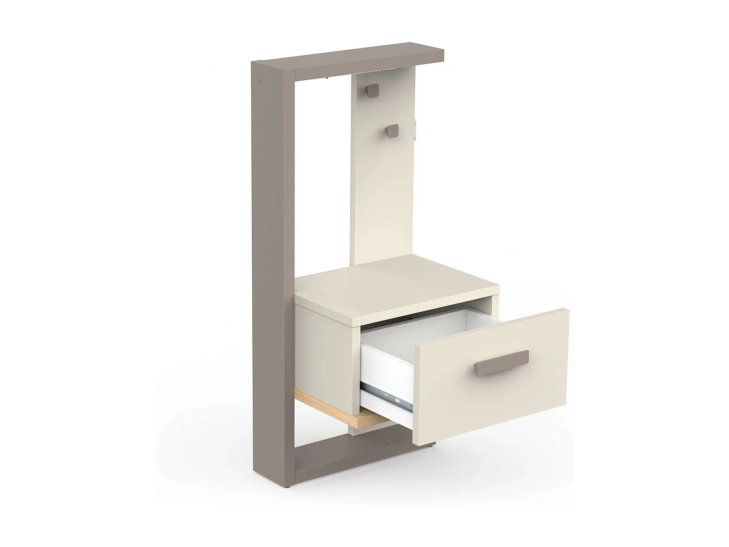 Mesa de cabeceira Camillia Youth com 1 gaveta e 2 ganchos, carvalho Vicenza