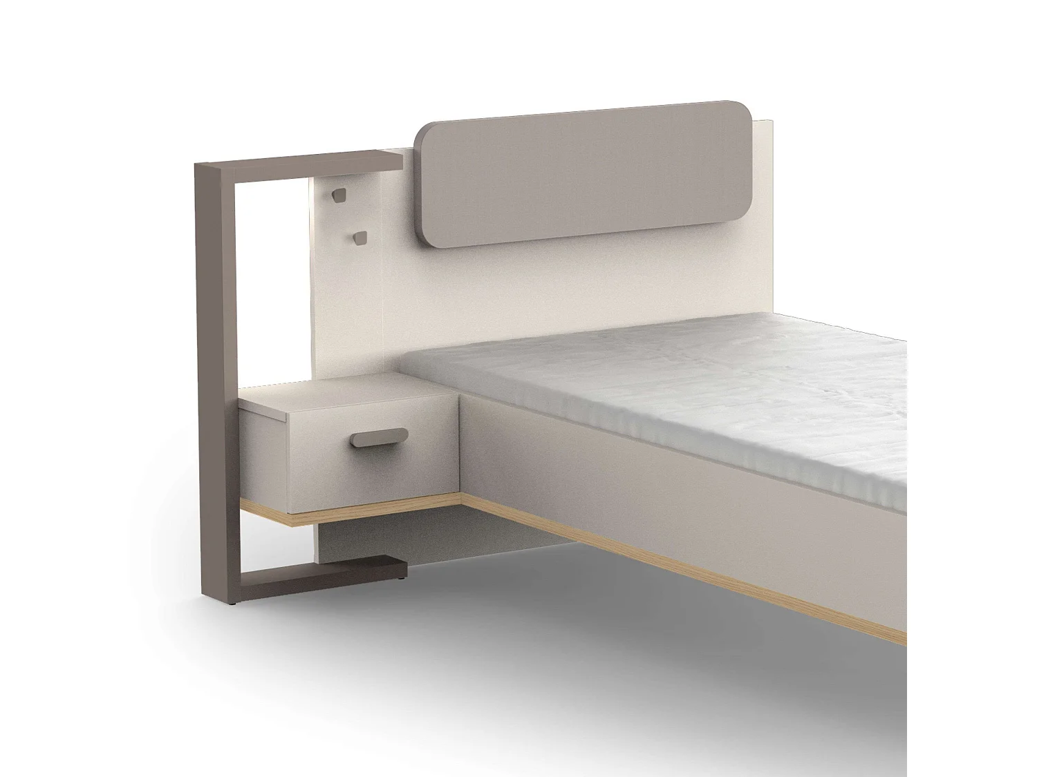 Mesa de cabeceira Camillia Youth com 1 gaveta e 2 ganchos, carvalho Vicenza